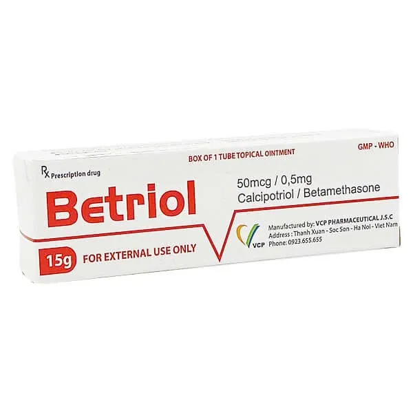 Betriol VCP (T/15gr) – Mỡ bôi chứa Betamethasone & Calcipotriol trị vảy nến thể mảng